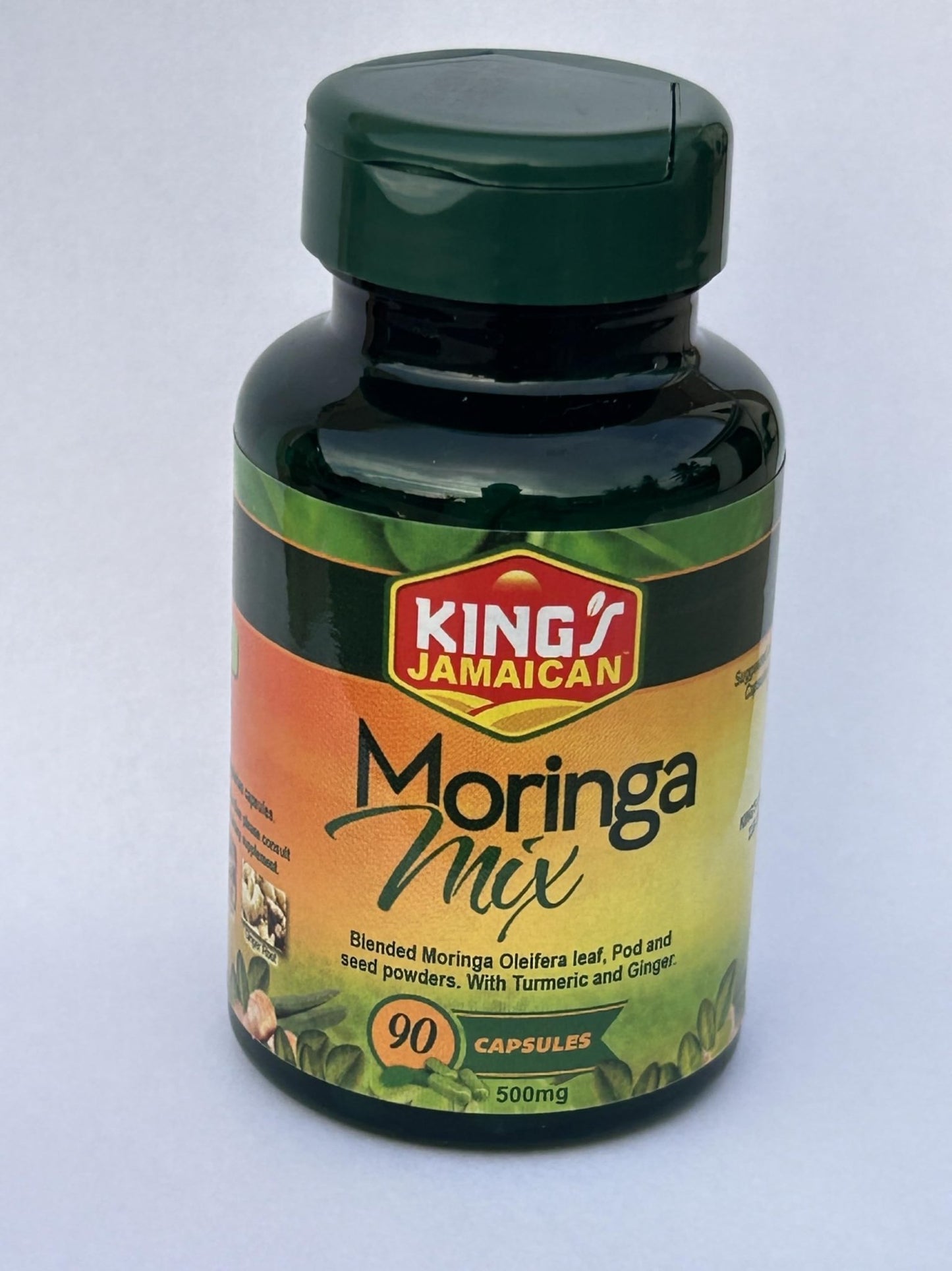 Jamaican Moringa Capsules – 100% Natural Ingredients – Made from Dried Moringa Leaves, Pods & Seeds – 90 Capsules, 500mg – with Turmeric & Ginger – Herbal Supplement, Nutrient-Rich – Easy to Swallow - dailyvitalstore