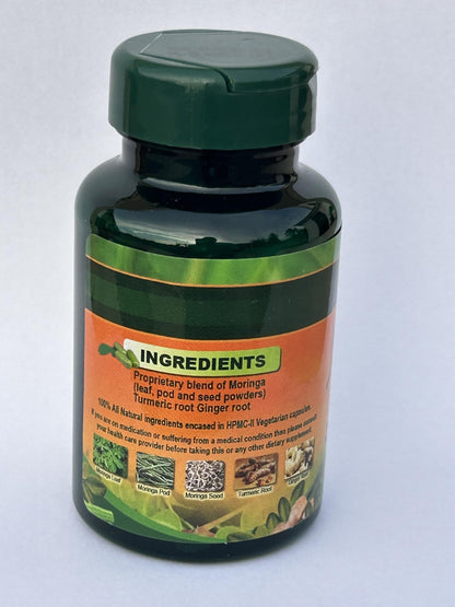 Jamaican Moringa Capsules – 100% Natural Ingredients – Made from Dried Moringa Leaves, Pods & Seeds – 90 Capsules, 500mg – with Turmeric & Ginger – Herbal Supplement, Nutrient-Rich – Easy to Swallow - dailyvitalstore