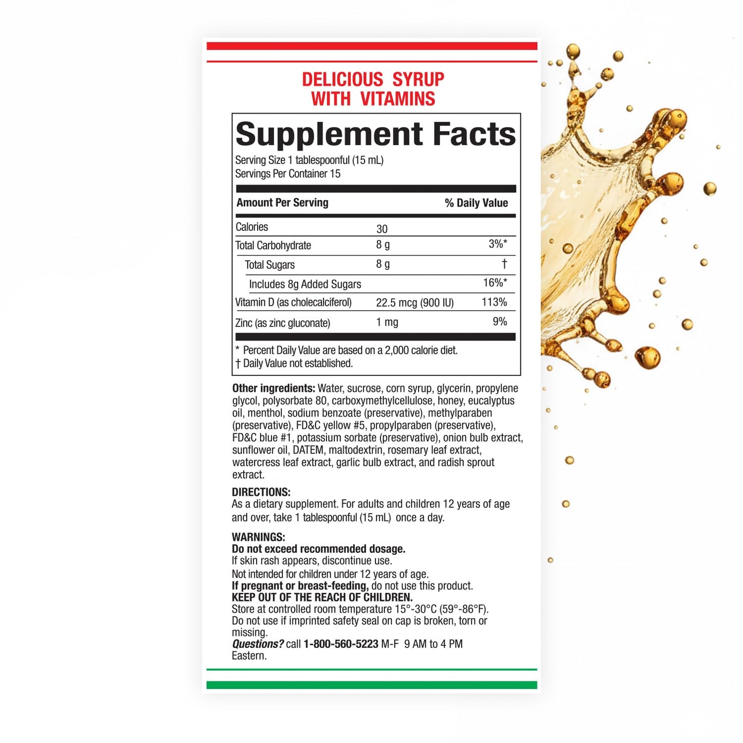 Jarabe Berro y Cebolla Immune Support Syrup with Vitamin D, Zinc & Natural Herbal Extracts – Eucalyptus, Honey, Onion, Garlic & More – Teens & Adult Wellness Formula – 8 Fl Oz Each | 2-Pack - dailyvitalstore