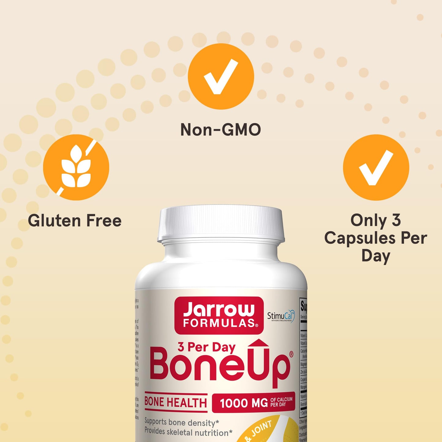 Jarrow Formulas BoneUp Three Per Day for Bone Density and Skeletal Nutrition, Includes Vitamin D3, K2 (as MK-7) and Calcium - dailyvitalstore
