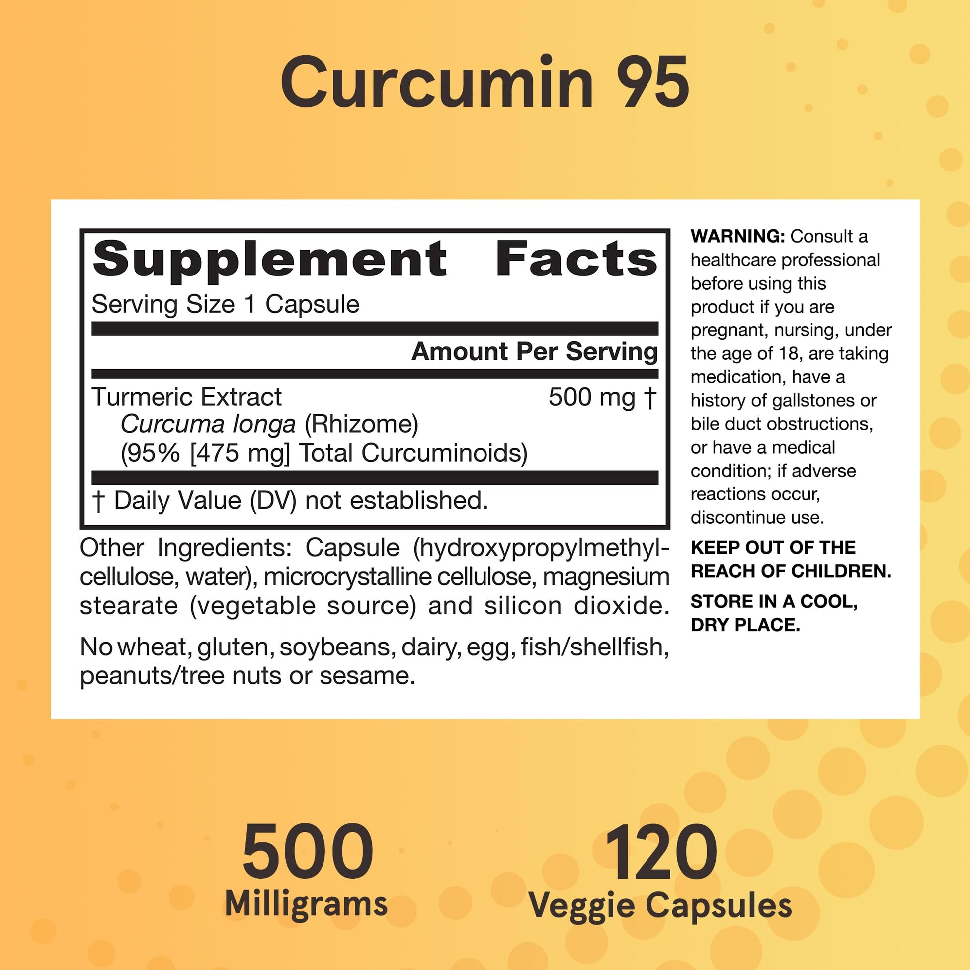 Jarrow Formulas Curcumin 95 Supplement - Turmeric Extract Supplement, 500 mg for Antioxidant & Joint Support, 120 Capsules - dailyvitalstore