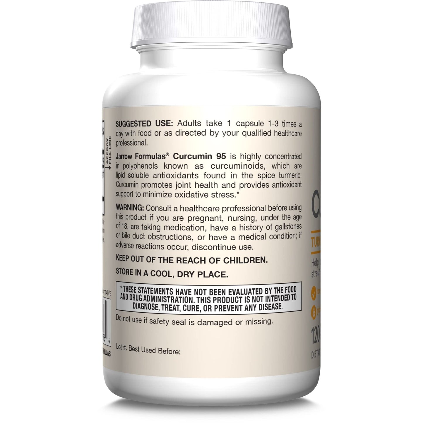 Jarrow Formulas Curcumin 95 Supplement - Turmeric Extract Supplement, 500 mg for Antioxidant & Joint Support, 120 Capsules - dailyvitalstore