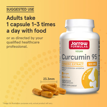 Jarrow Formulas Curcumin 95 Supplement - Turmeric Extract Supplement, 500 mg for Antioxidant & Joint Support, 120 Capsules - dailyvitalstore