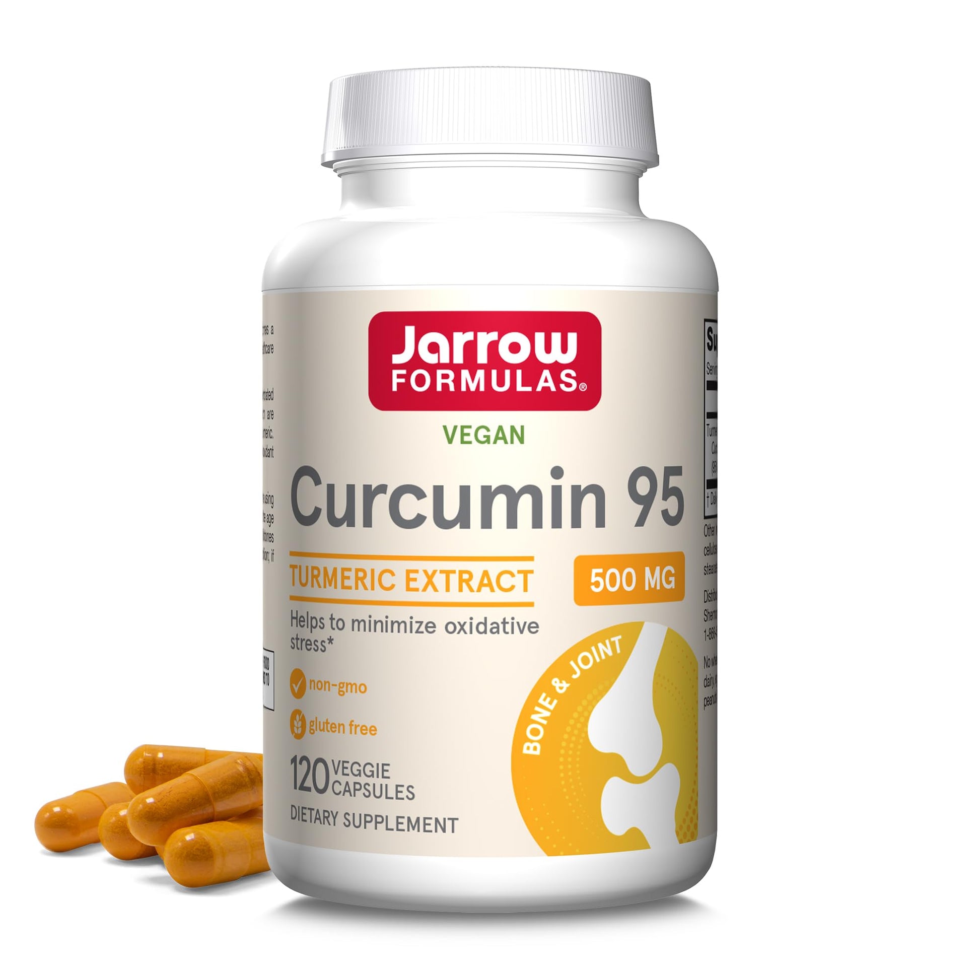 Jarrow Formulas Curcumin 95 Supplement - Turmeric Extract Supplement, 500 mg for Antioxidant & Joint Support, 120 Capsules - dailyvitalstore