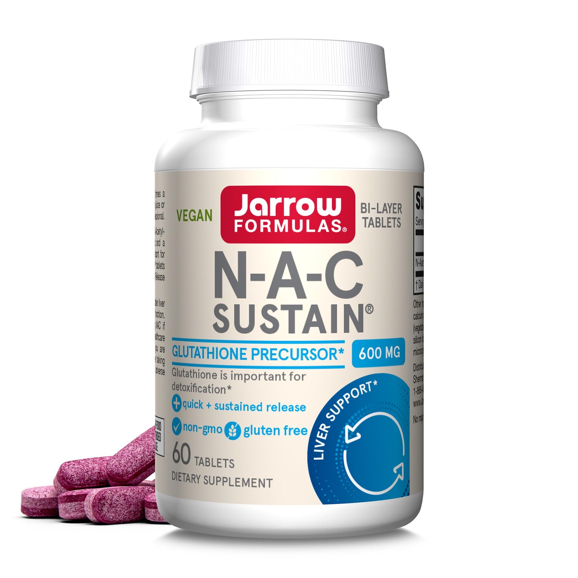 Jarrow Formulas N-A-C Sustain 600 mg, Dietary Supplement, NAC 600 mg, an Antioxidant Amino Acid Support - dailyvitalstore