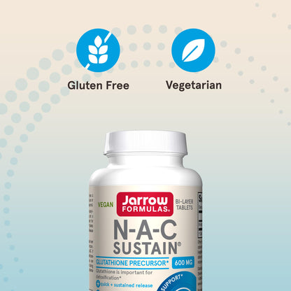 Jarrow Formulas N-A-C Sustain 600 mg, Dietary Supplement, NAC 600 mg, an Antioxidant Amino Acid Support - dailyvitalstore