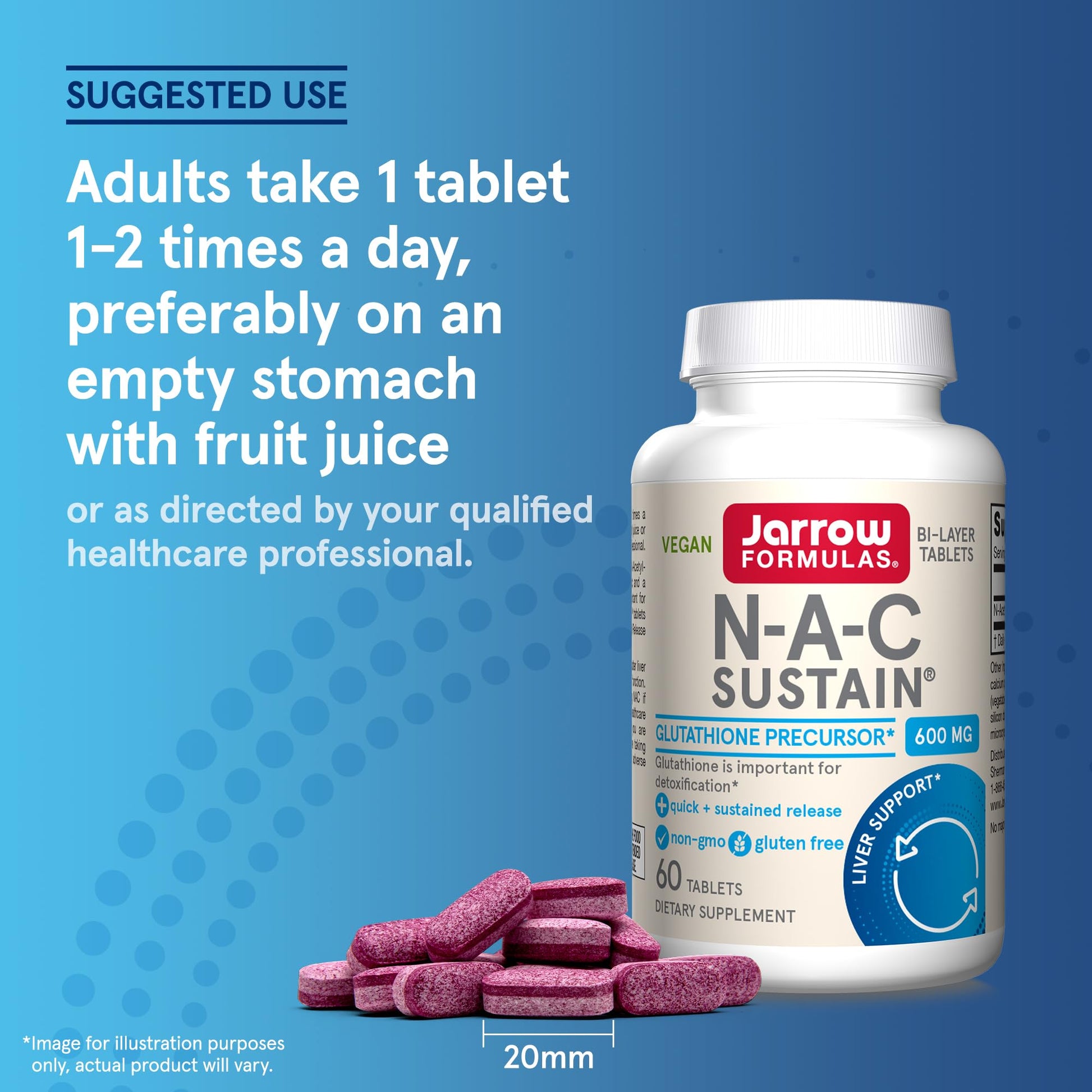 Jarrow Formulas N-A-C Sustain 600 mg, Dietary Supplement, NAC 600 mg, an Antioxidant Amino Acid Support - dailyvitalstore