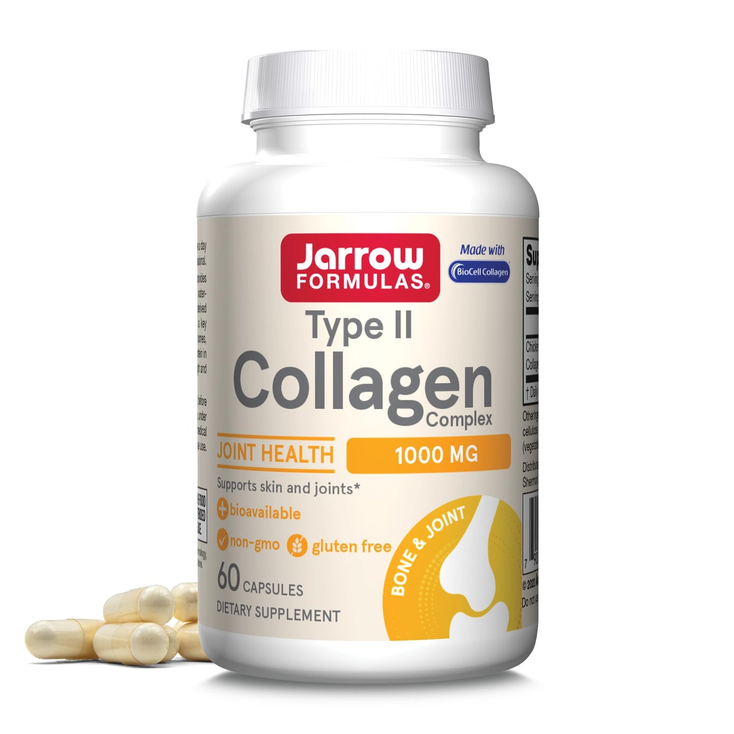 Jarrow Formulas® Type II Collagen Complex 1000 mg Supplements, Supports Skin and Joint Health, 60 Capsules, 30 Day Supply - dailyvitalstore