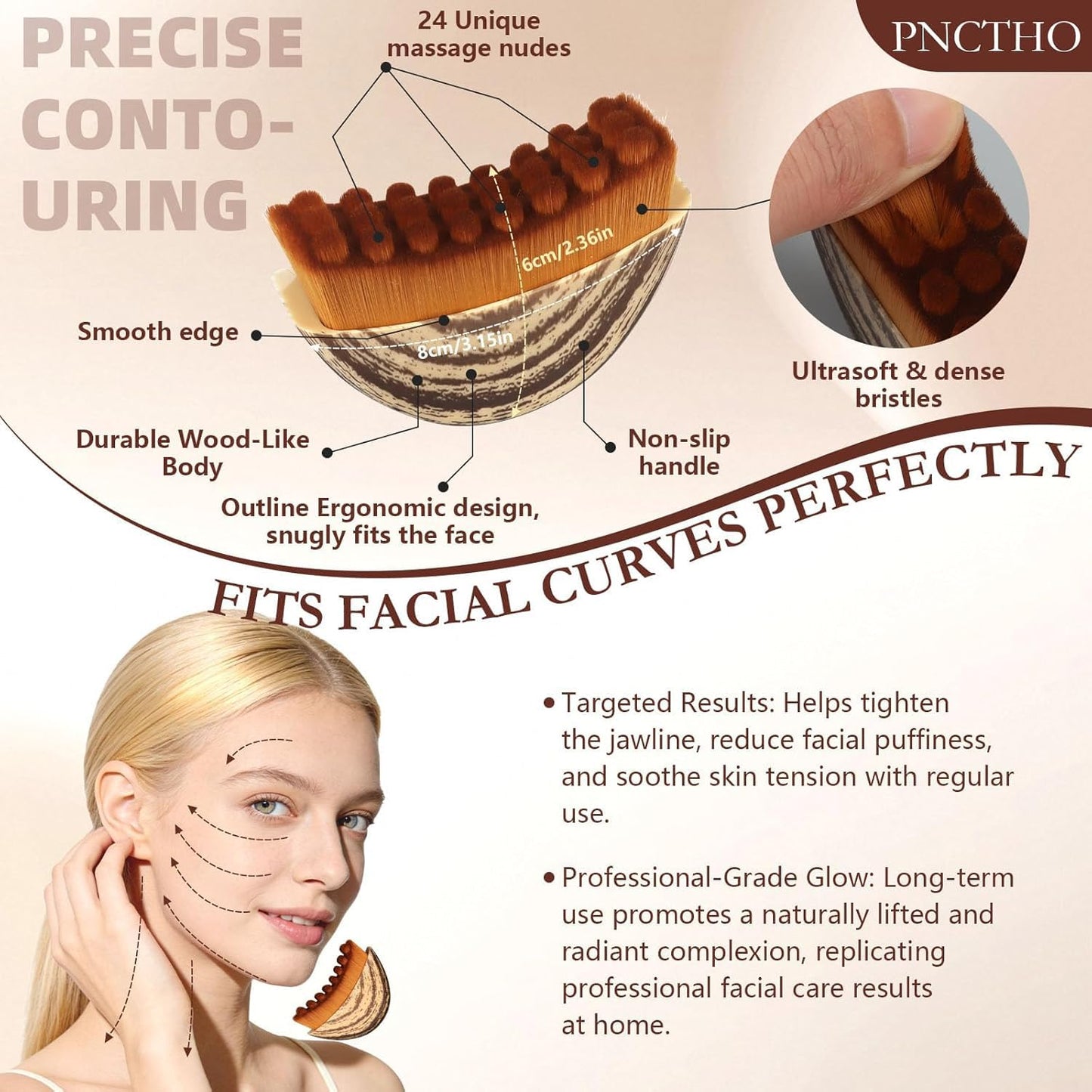 JBSZTH 2-Pack Lymphatic Contour Face Brush, Lymphatic Drainage & Contour Face Massage Brush Set for Gua Sha, Puffiness Reduction, Glowing Skin, Gentle Daily Facial and Body Massage Tool - dailyvitalstore