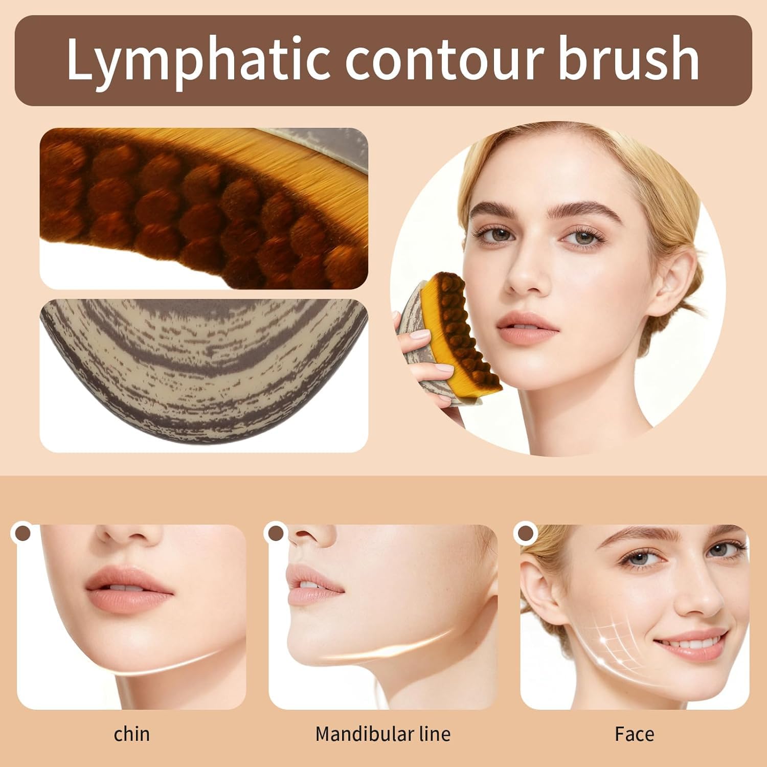 JBSZTH 2-Pack Lymphatic Contour Face Brush, Lymphatic Drainage & Contour Face Massage Brush Set for Gua Sha, Puffiness Reduction, Glowing Skin, Gentle Daily Facial and Body Massage Tool - dailyvitalstore