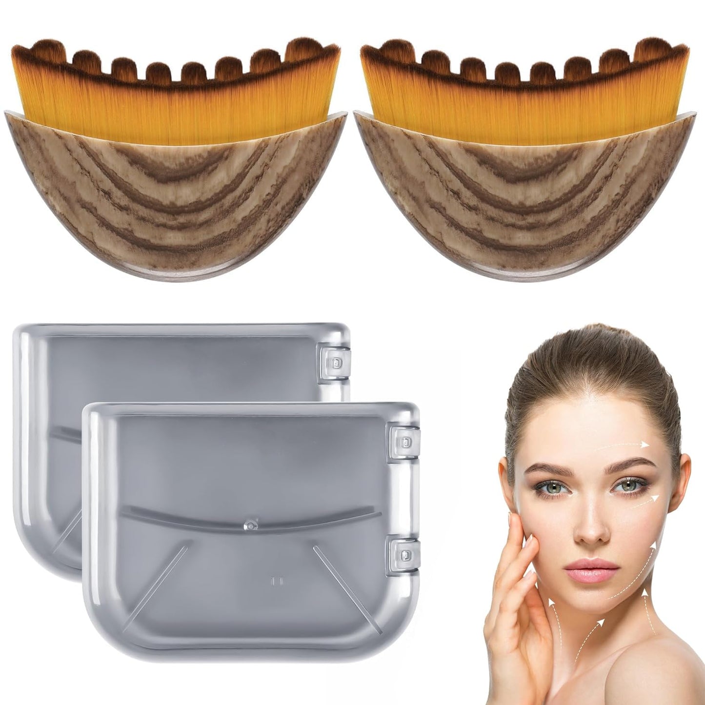 JBSZTH 2-Pack Lymphatic Contour Face Brush, Lymphatic Drainage & Contour Face Massage Brush Set for Gua Sha, Puffiness Reduction, Glowing Skin, Gentle Daily Facial and Body Massage Tool - dailyvitalstore