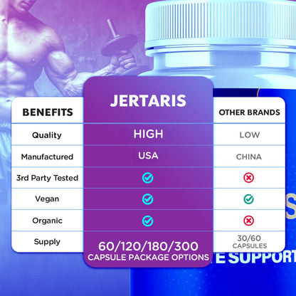 Jertaris Capsules, Official Jertaris Support Pills for men with All Natural Ingredients, Advanced Formula for Optimal Health & Wellness Support with Premium Vitamins for Active Lifestyle (60 Capsules) - dailyvitalstore