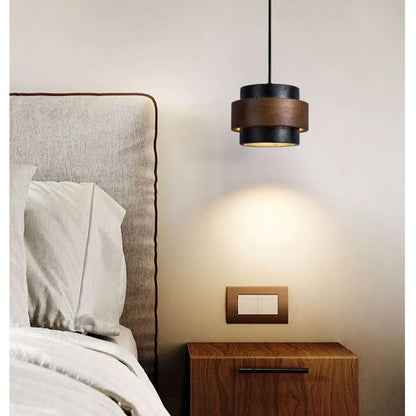 JIANGXMF Nordic Natural Travertine Pendant Light Wabi-sabi Stone Chandelier Retro Industry Hanging Ceiling Lamp for Bedroom Bedside Study Dining Table Lighting (Black) - dailyvitalstore