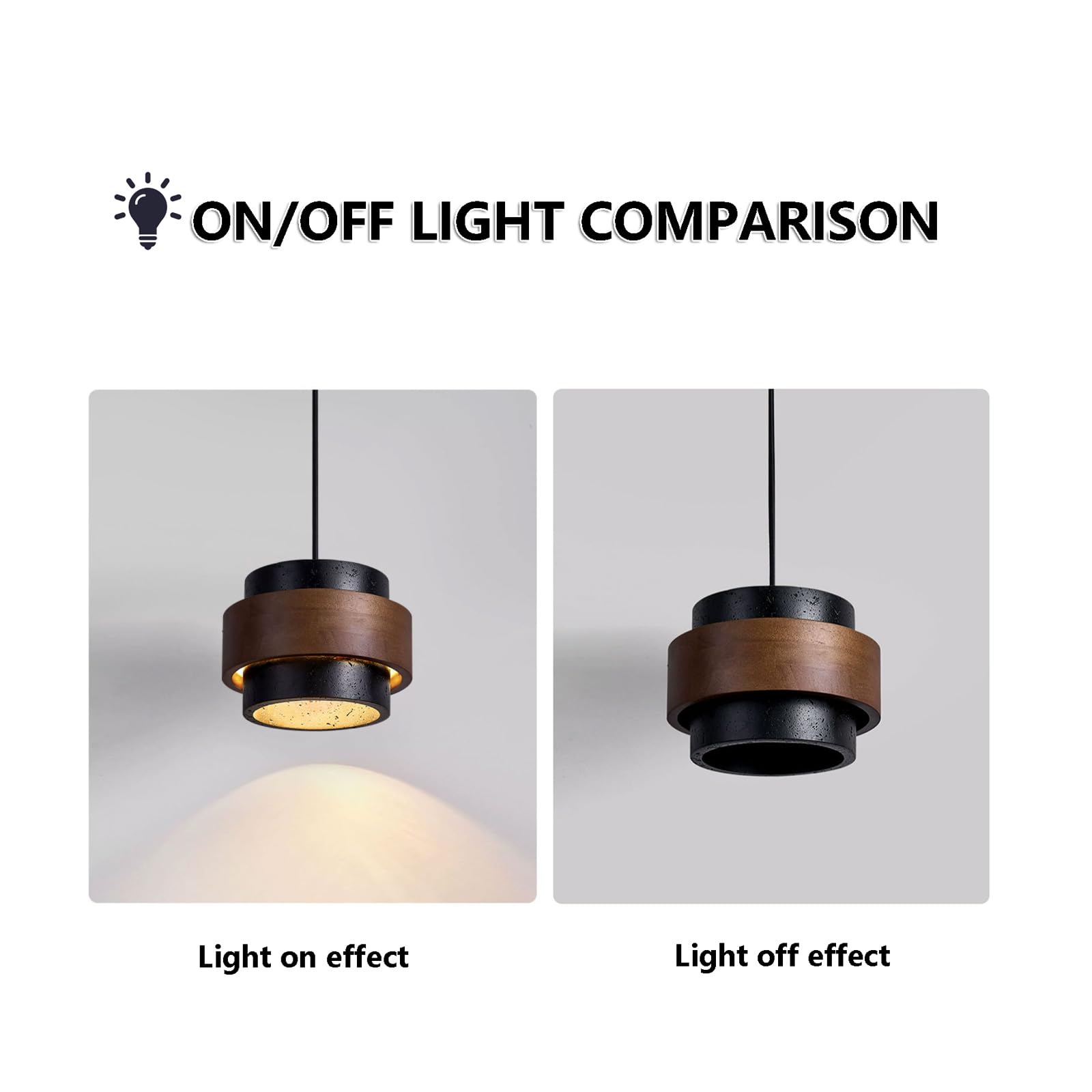 JIANGXMF Nordic Natural Travertine Pendant Light Wabi-sabi Stone Chandelier Retro Industry Hanging Ceiling Lamp for Bedroom Bedside Study Dining Table Lighting (Black) - dailyvitalstore
