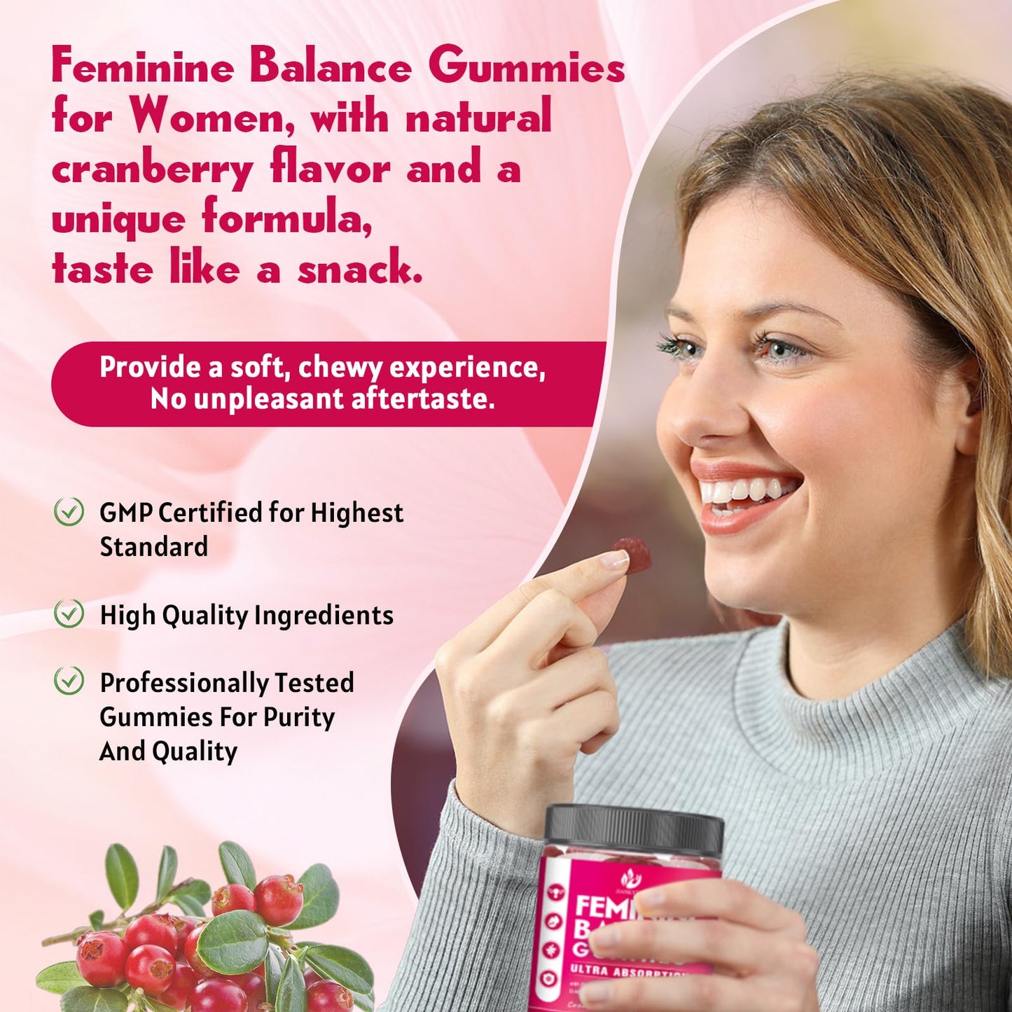 JIANKYTZ (2 Pack) Sugar Free Premium Feminine Balance Gummies for Women - Vaginal Health, Antioxidant, Digestive Health, PH Balance Support, Vaginal Probiotics for Women Gummies, Max Absorption - dailyvitalstore
