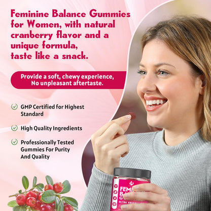 JIANKYTZ (2 Pack) Sugar Free Premium Feminine Balance Gummies for Women - Vaginal Health, Antioxidant, Digestive Health, PH Balance Support, Vaginal Probiotics for Women Gummies, Max Absorption - dailyvitalstore