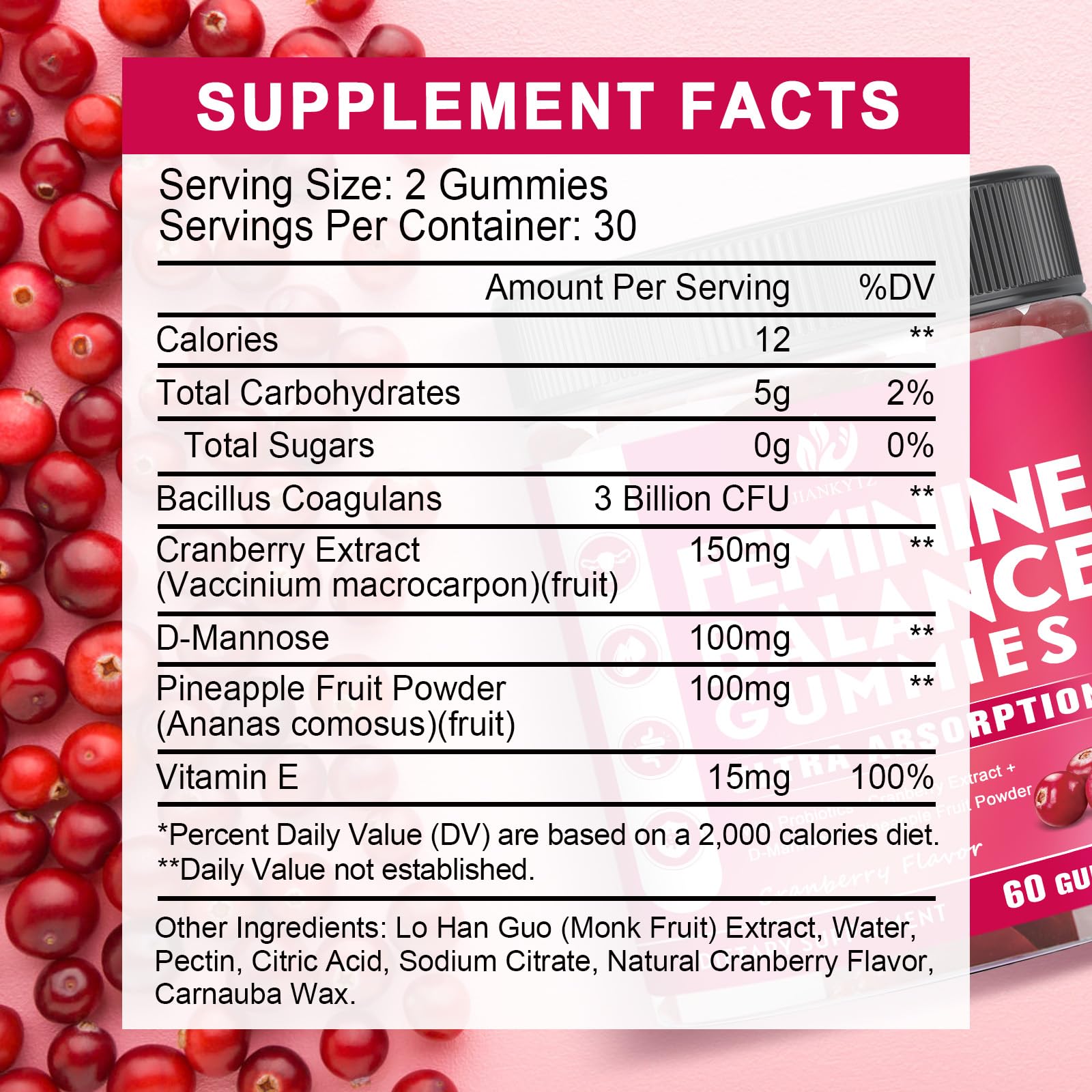 JIANKYTZ (2 Pack) Sugar Free Premium Feminine Balance Gummies for Women - Vaginal Health, Antioxidant, Digestive Health, PH Balance Support, Vaginal Probiotics for Women Gummies, Max Absorption - dailyvitalstore