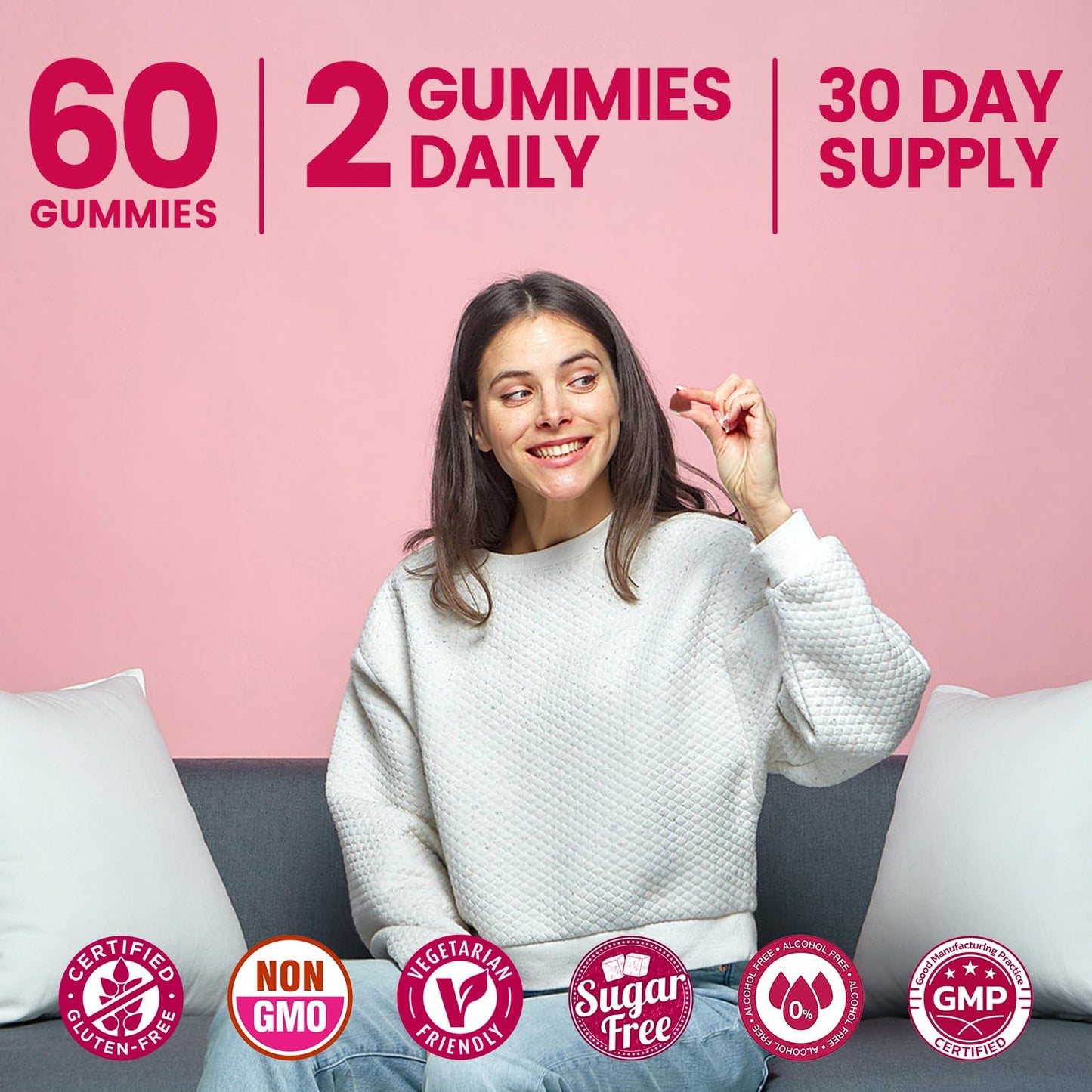 JIANKYTZ (2 Pack) Sugar Free Premium Feminine Balance Gummies for Women - Vaginal Health, Antioxidant, Digestive Health, PH Balance Support, Vaginal Probiotics for Women Gummies, Max Absorption - dailyvitalstore