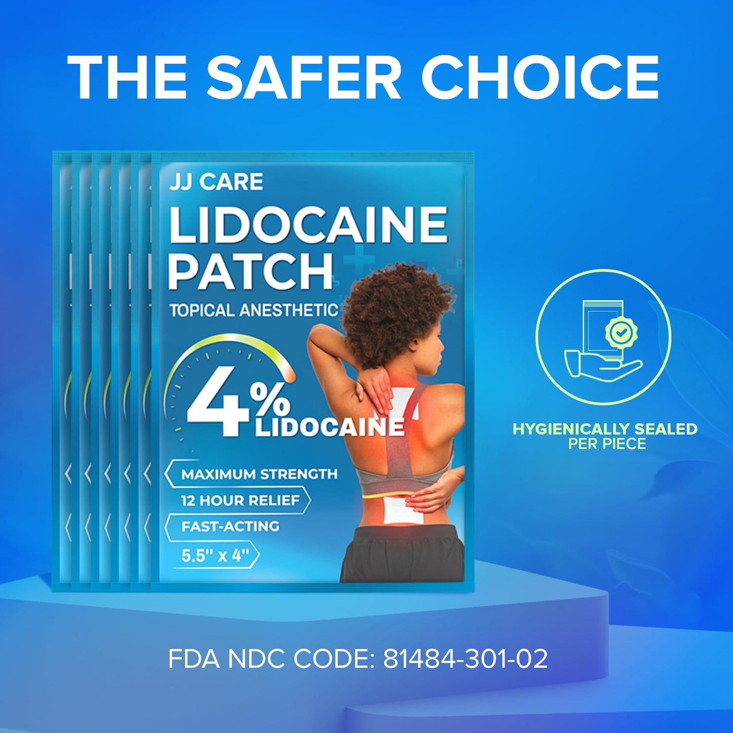 JJ CARE Lidocaine Patches [Pack of 30], 4” x 5.5” Lidocaine 4% Maximum Strength Back Pain Relief Patches for Fast Numbing of Aches, Pains, Back, Neck, Shoulder, Muscle Soreness - dailyvitalstore
