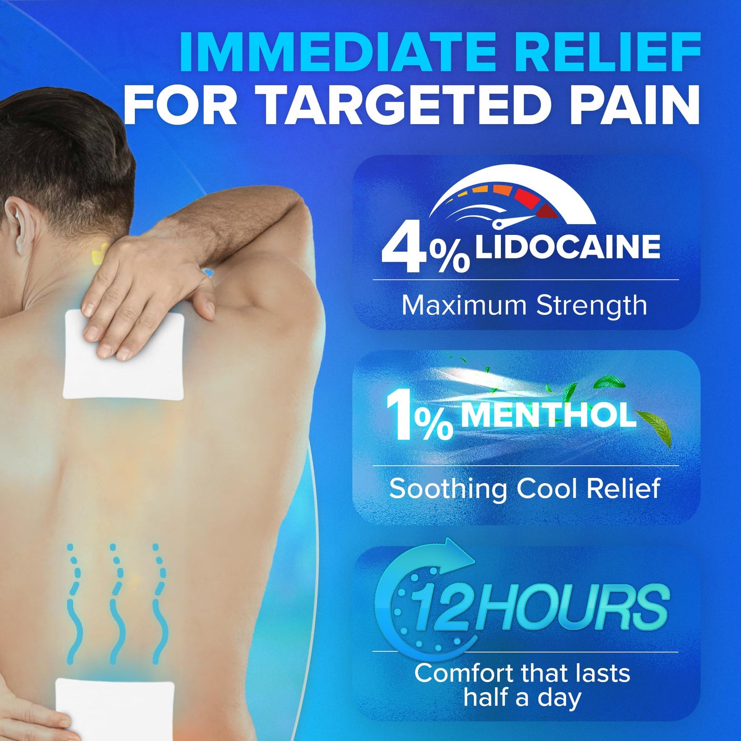 JJ CARE Lidocaine Patches [Pack of 30], 4” x 5.5” Lidocaine 4% Maximum Strength Back Pain Relief Patches for Fast Numbing of Aches, Pains, Back, Neck, Shoulder, Muscle Soreness - dailyvitalstore