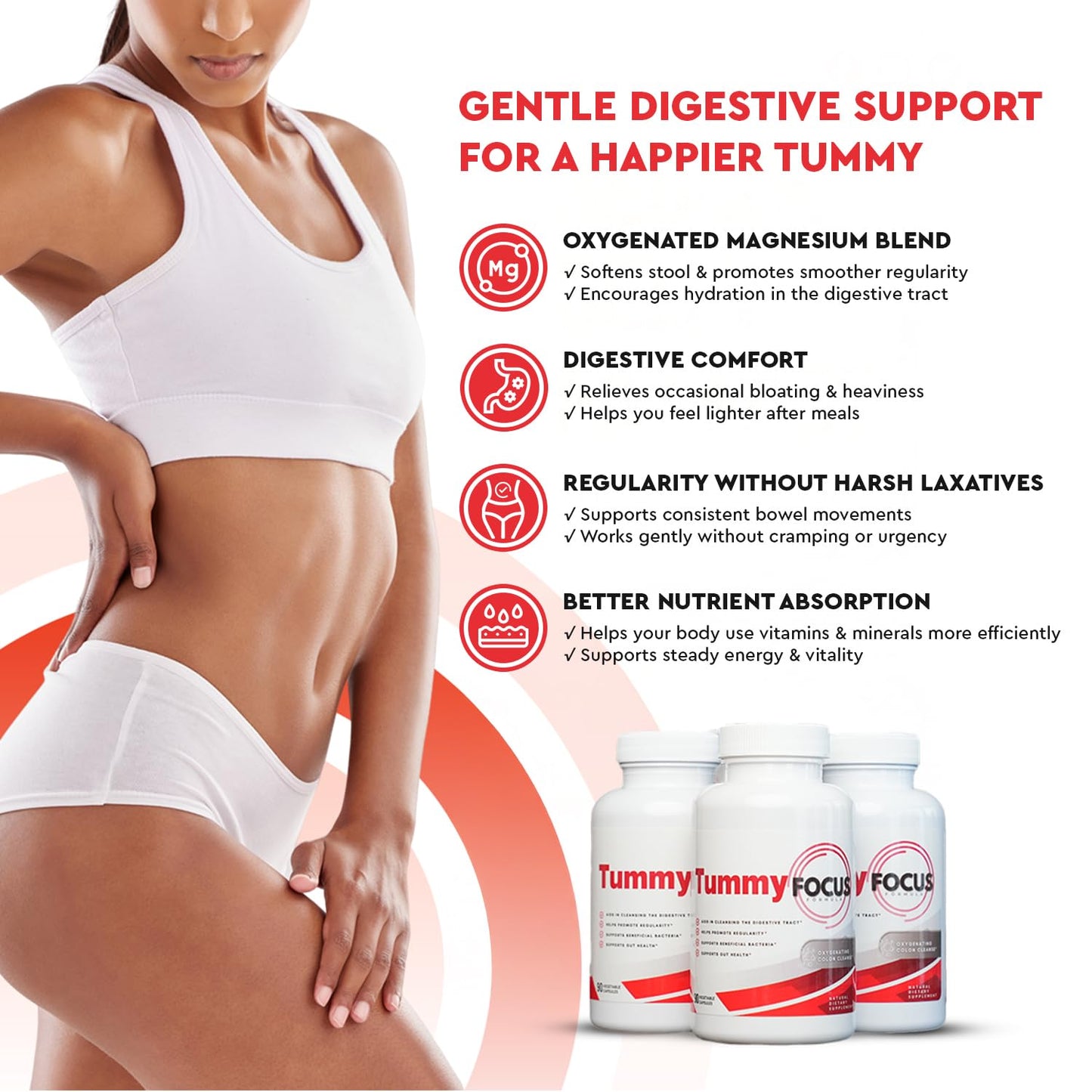 JJ Smith Tummy Focus – Digestive Cleanse Supplement with Ozonated Oxygenated Magnesium – Supports Digestion, Regularity, Bloating, Gut Balance, Nutrient Absorption, Energy & a Flatter Belly - dailyvitalstore
