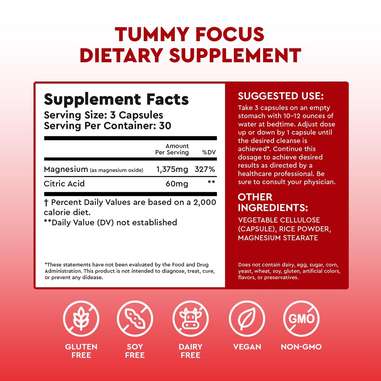 JJ Smith Tummy Focus – Digestive Cleanse Supplement with Ozonated Oxygenated Magnesium – Supports Digestion, Regularity, Bloating, Gut Balance, Nutrient Absorption, Energy & a Flatter Belly - dailyvitalstore