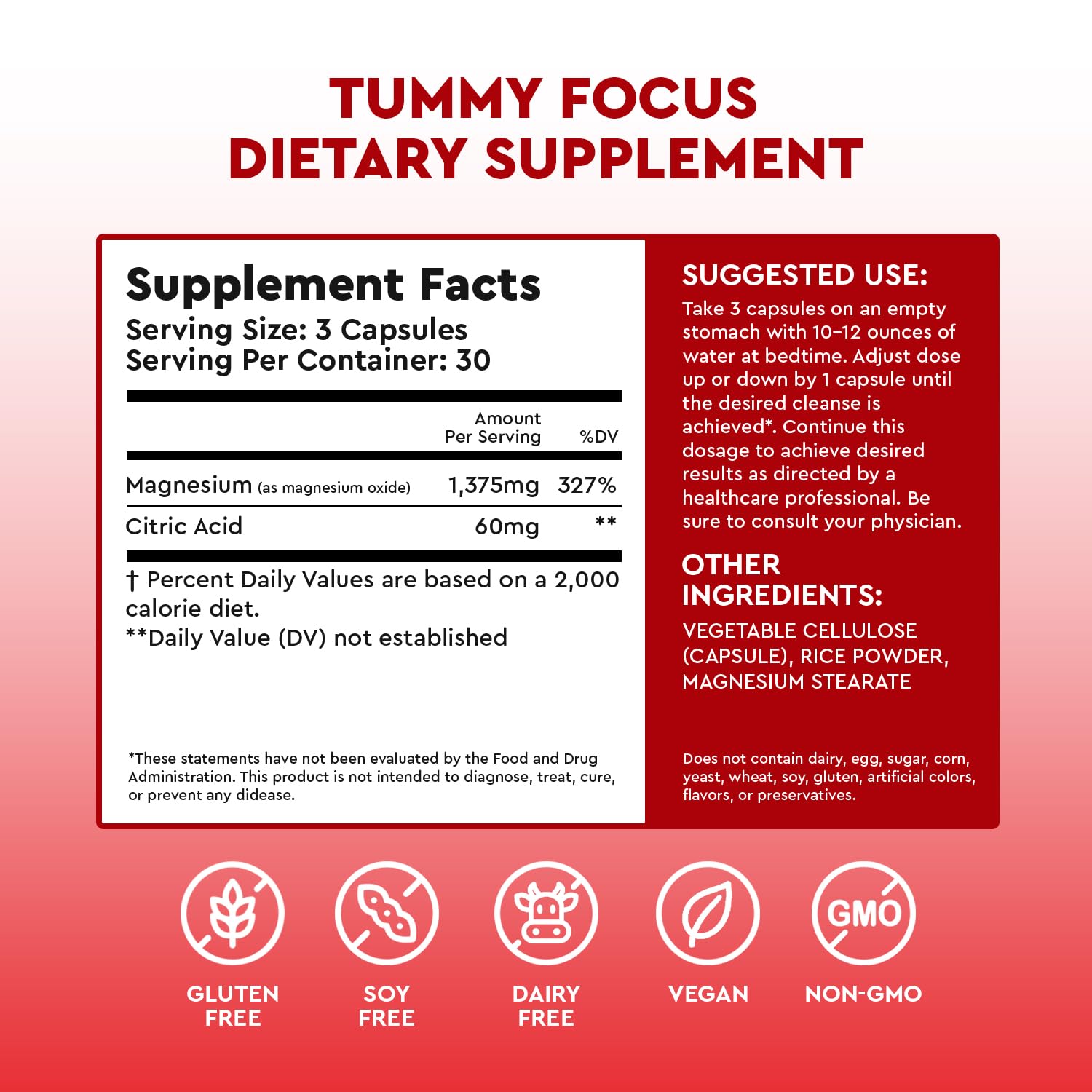 JJ Smith Tummy Focus – Digestive Cleanse Supplement with Ozonated Oxygenated Magnesium – Supports Digestion, Regularity, Bloating, Gut Balance, Nutrient Absorption, Energy & a Flatter Belly - dailyvitalstore