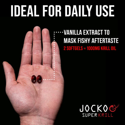 Jocko Fuel Antarctic Krill Oil Omega 3 Fatty Acid Supplements DHA & EPA - 1000mg Softgels - Supports Joints, Mobility & Mental Function (60 Softgels) - dailyvitalstore
