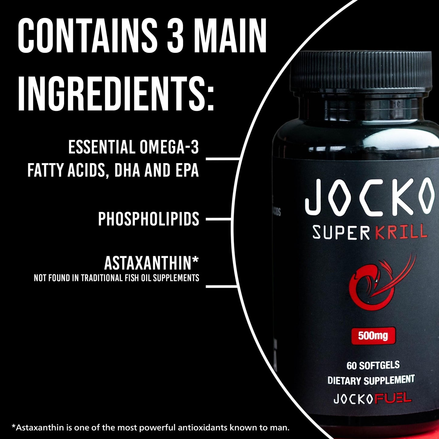 Jocko Fuel Antarctic Krill Oil Omega 3 Fatty Acid Supplements DHA & EPA - 1000mg Softgels - Supports Joints, Mobility & Mental Function (60 Softgels) - dailyvitalstore