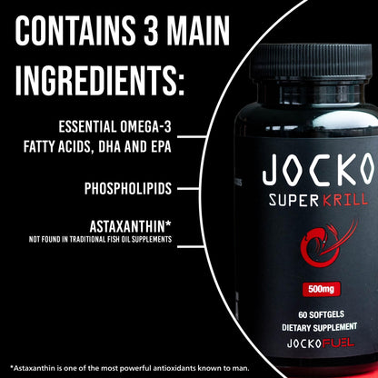 Jocko Fuel Antarctic Krill Oil Omega 3 Fatty Acid Supplements DHA & EPA - 1000mg Softgels - Supports Joints, Mobility & Mental Function (60 Softgels) - dailyvitalstore