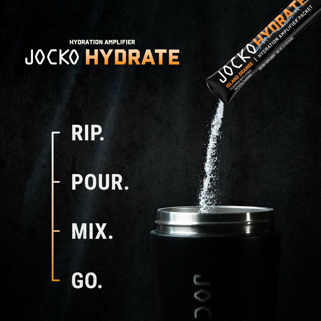 Jocko Fuel Hydrate Electrolytes Powder Packets Low Sugar - Hydration Amplifier Packets for Recovery, Dehydration, & Exercise - with Vitamins B6, B12 & C - dailyvitalstore