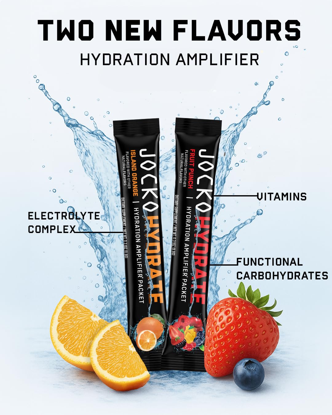Jocko Fuel Hydrate Electrolytes Powder Packets Low Sugar - Hydration Amplifier Packets for Recovery, Dehydration, & Exercise - with Vitamins B6, B12 & C - dailyvitalstore