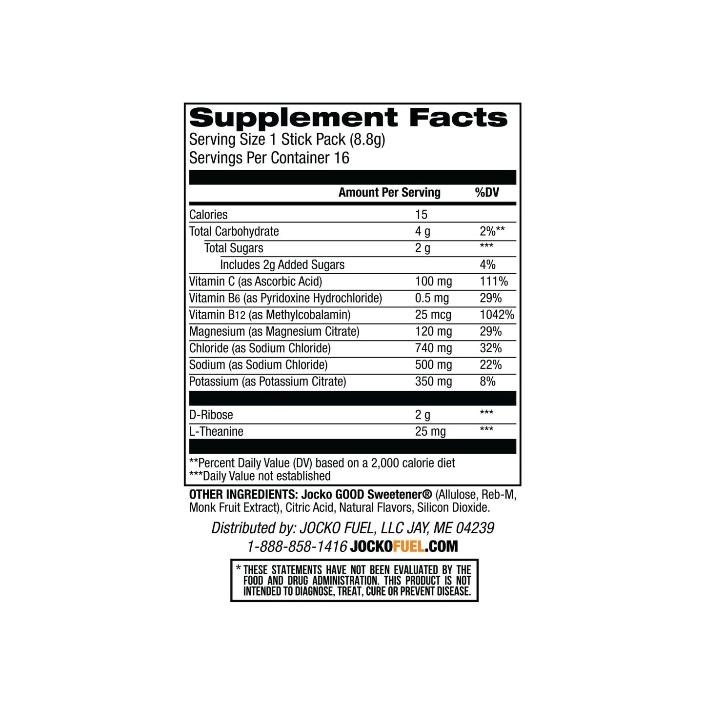 Jocko Fuel Hydrate Electrolytes Powder Packets Low Sugar - Hydration Amplifier Packets for Recovery, Dehydration, & Exercise - with Vitamins B6, B12 & C - dailyvitalstore