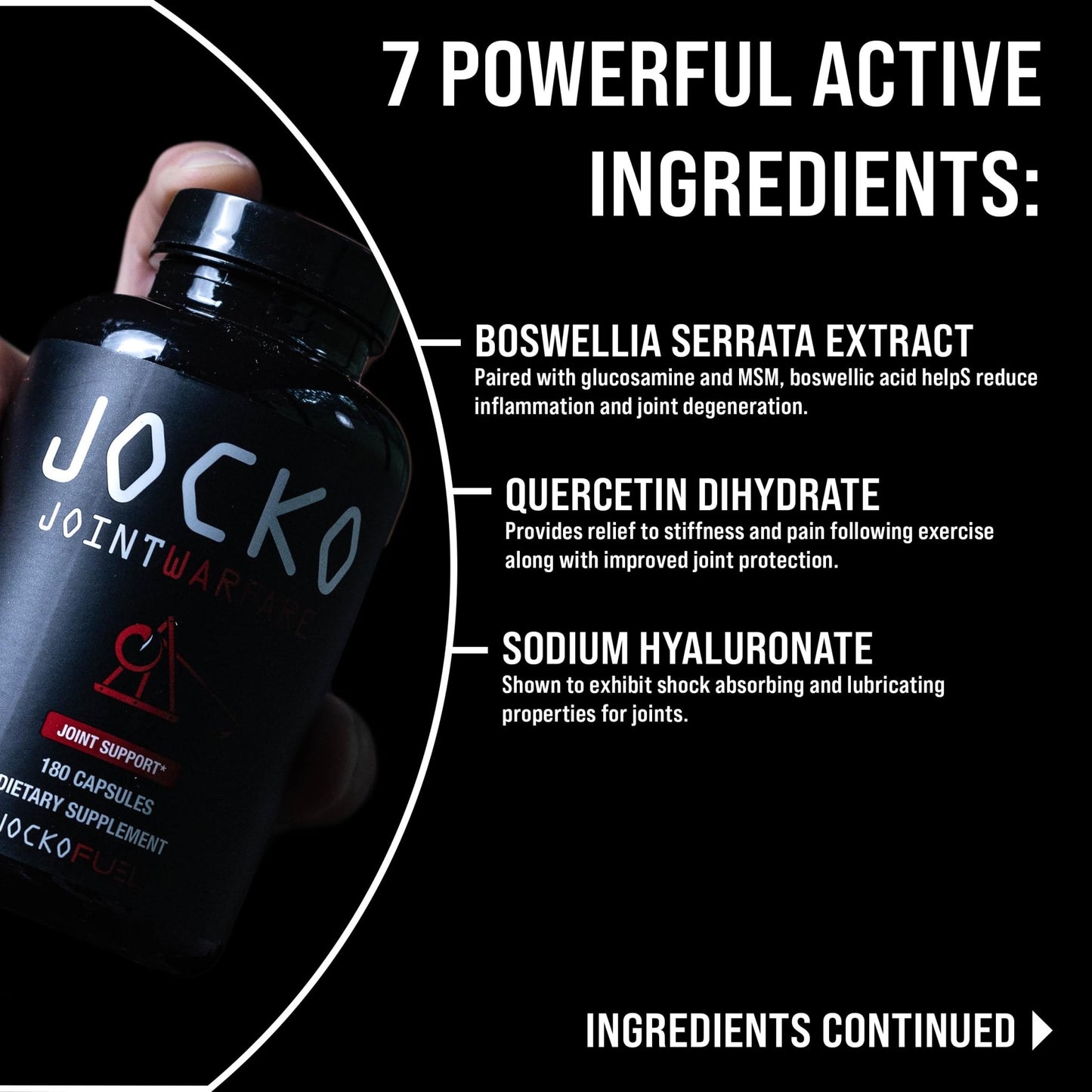 Jocko Fuel Joint Support Supplement - Glucosamine MSM for Joint Pain, Mobility, & Flexibility w/Turmeric & Boswellia (180 Capsules) - dailyvitalstore