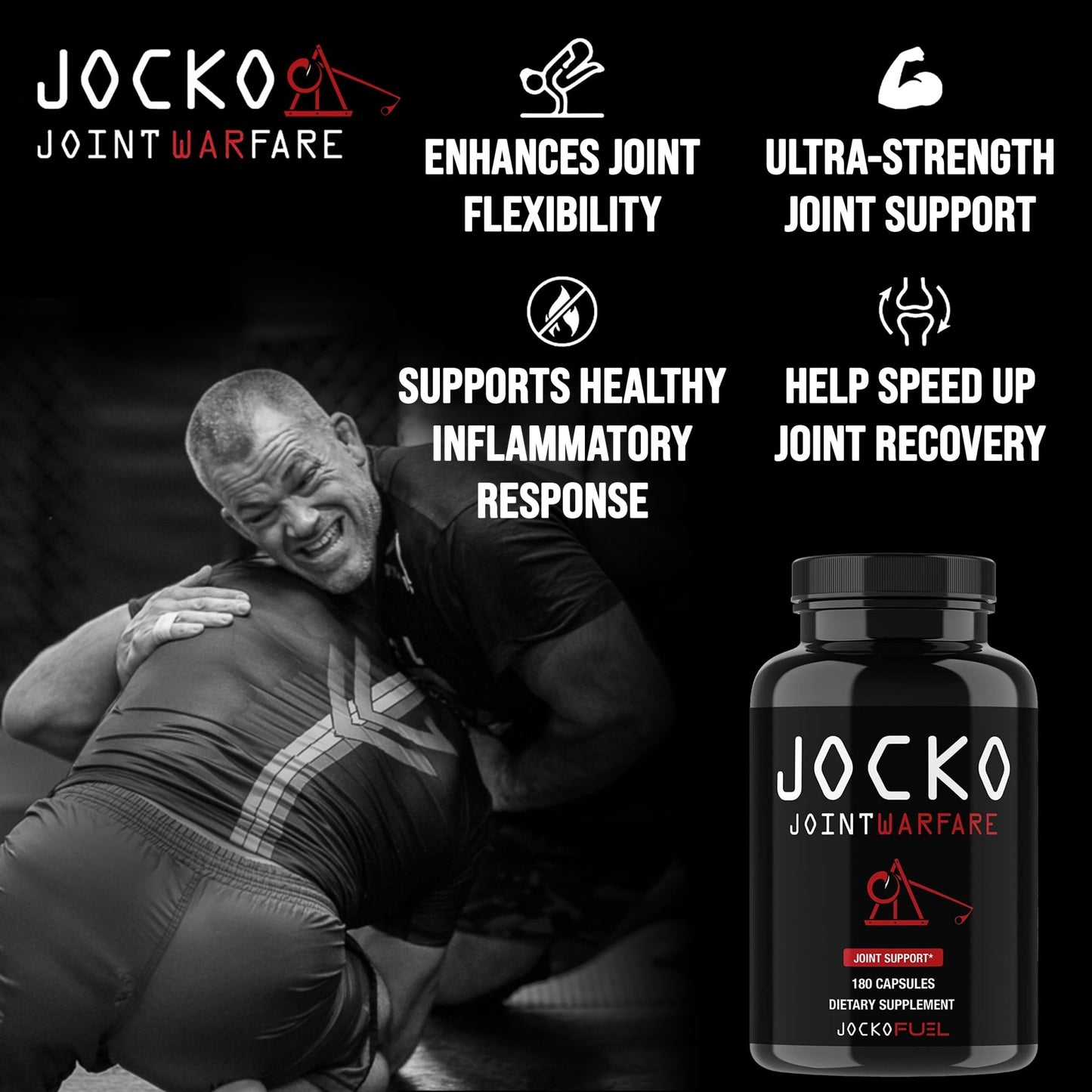 Jocko Fuel Joint Support Supplement - Glucosamine MSM for Joint Pain, Mobility, & Flexibility w/Turmeric & Boswellia (180 Capsules) - dailyvitalstore