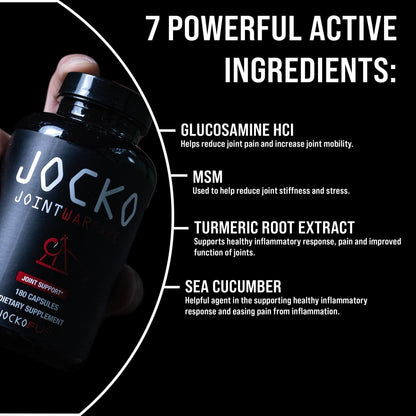 Jocko Fuel Joint Support Supplement - Glucosamine MSM for Joint Pain, Mobility, & Flexibility w/Turmeric & Boswellia (180 Capsules) - dailyvitalstore