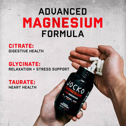 Jocko Fuel Magnesium Complex Supplement - Magnesium Glycinate, Citrate, & Taurate Capsules Dietary Supplement for Muscle Recovery & Relaxation, Heart, Nerve, Bone Support, & Sleep 30-Day Supply - dailyvitalstore