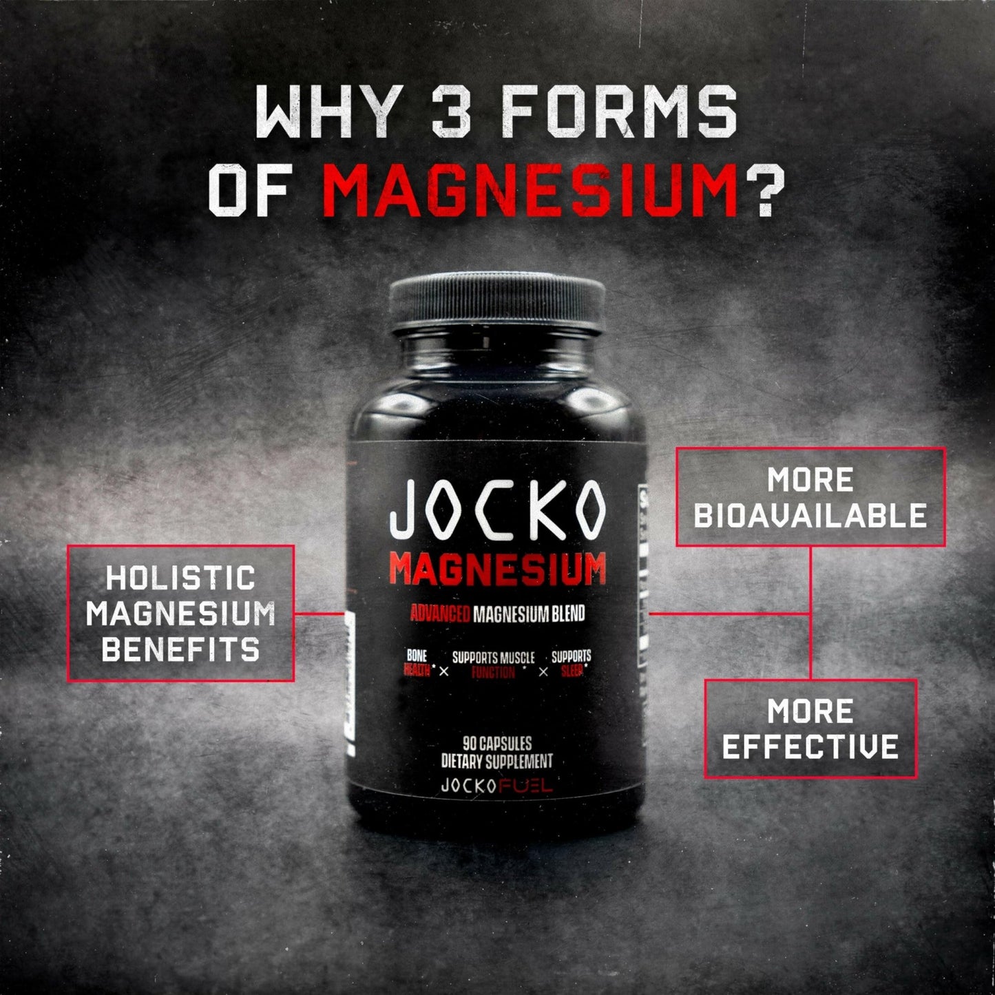 Jocko Fuel Magnesium Complex Supplement - Magnesium Glycinate, Citrate, & Taurate Capsules Dietary Supplement for Muscle Recovery & Relaxation, Heart, Nerve, Bone Support, & Sleep 30-Day Supply - dailyvitalstore