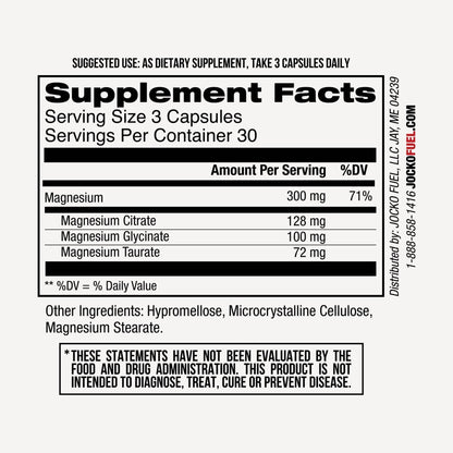 Jocko Fuel Magnesium Complex Supplement - Magnesium Glycinate, Citrate, & Taurate Capsules Dietary Supplement for Muscle Recovery & Relaxation, Heart, Nerve, Bone Support, & Sleep 30-Day Supply - dailyvitalstore