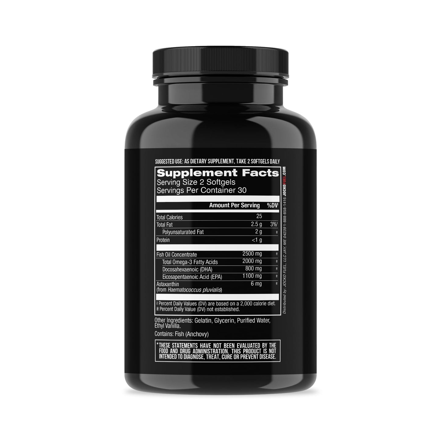 Jocko Fuel Omega 3 Fish Oil Supplement 2000mg - Burpless Fatty Acid Supplement, Wild Caught, Powerful Antioxidant with Astaxanthin (60 Capsules) - dailyvitalstore