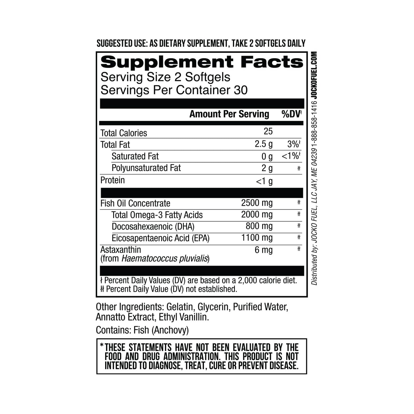 Jocko Fuel Omega 3 Fish Oil Supplement 2000mg - Burpless Fatty Acid Supplement, Wild Caught, Powerful Antioxidant with Astaxanthin (60 Capsules) - dailyvitalstore