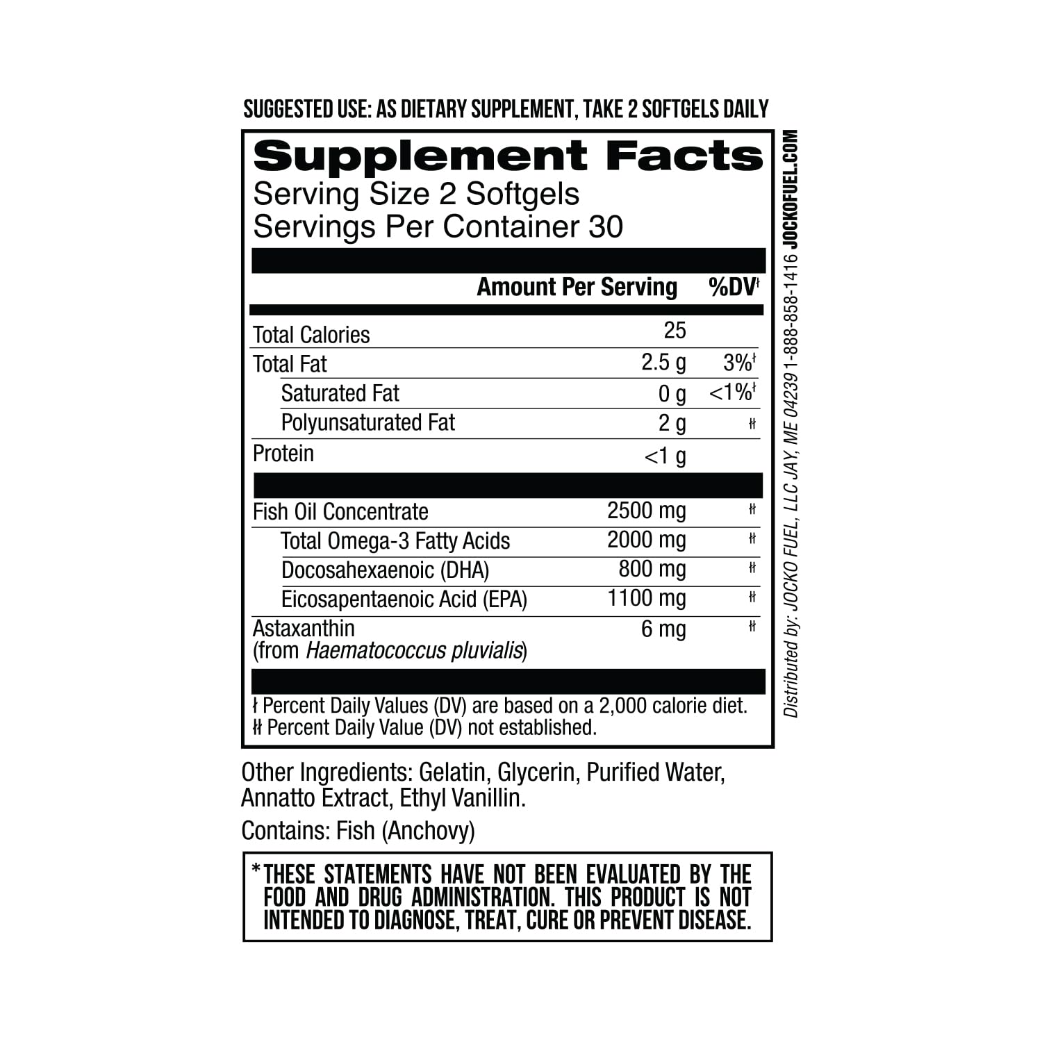 Jocko Fuel Omega 3 Fish Oil Supplement 2000mg - Burpless Fatty Acid Supplement, Wild Caught, Powerful Antioxidant with Astaxanthin (60 Capsules) - dailyvitalstore