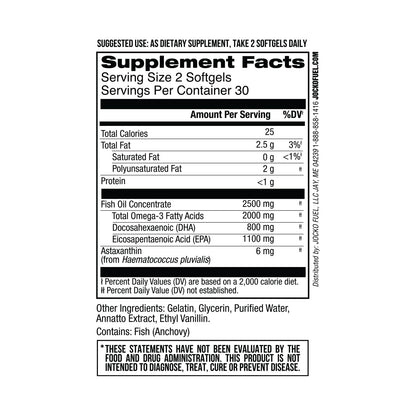 Jocko Fuel Omega 3 Fish Oil Supplement 2000mg - Burpless Fatty Acid Supplement, Wild Caught, Powerful Antioxidant with Astaxanthin (60 Capsules) - dailyvitalstore