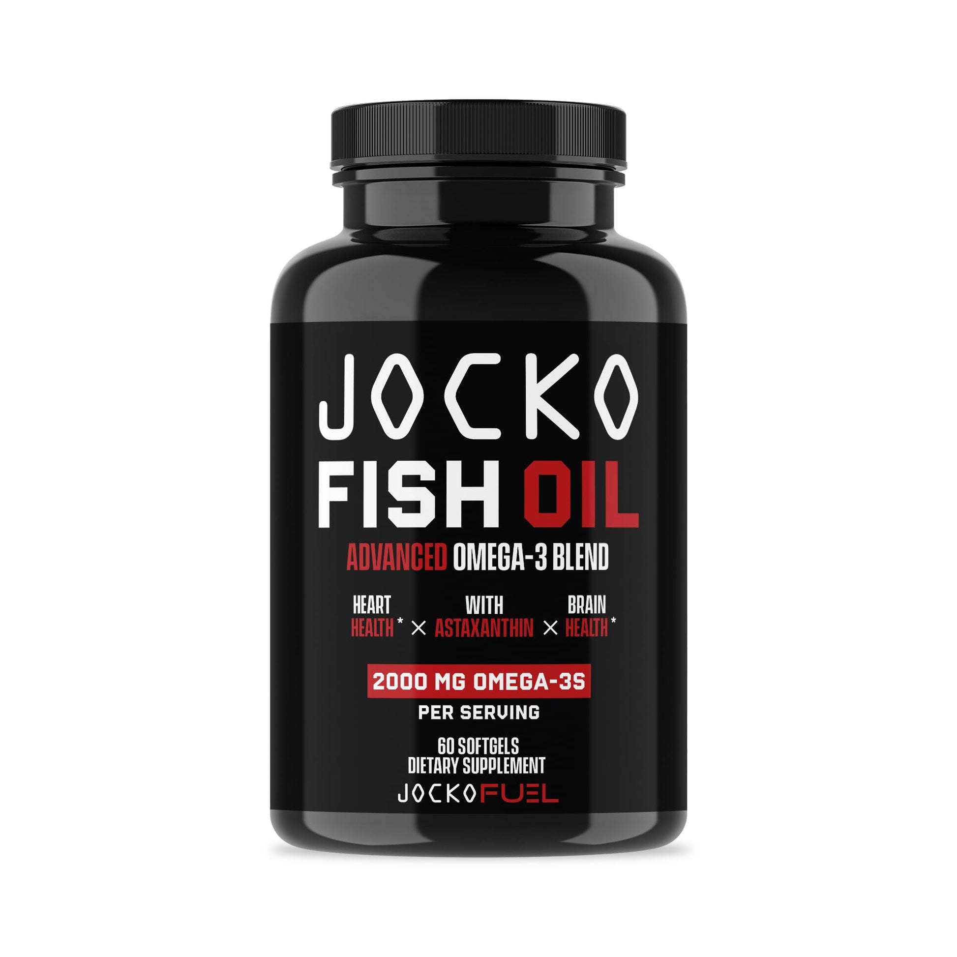 Jocko Fuel Omega 3 Fish Oil Supplement 2000mg - Burpless Fatty Acid Supplement, Wild Caught, Powerful Antioxidant with Astaxanthin (60 Capsules) - dailyvitalstore