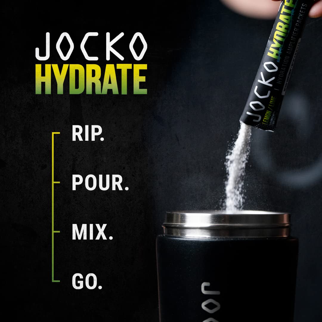 Jocko Fuel Packets Low Sugar - Hydration Amplifier Packets for Recovery, Dehydration, & Exercise - with Vitamins B6, B12 & C (16 Packets) Lemon Lime - dailyvitalstore