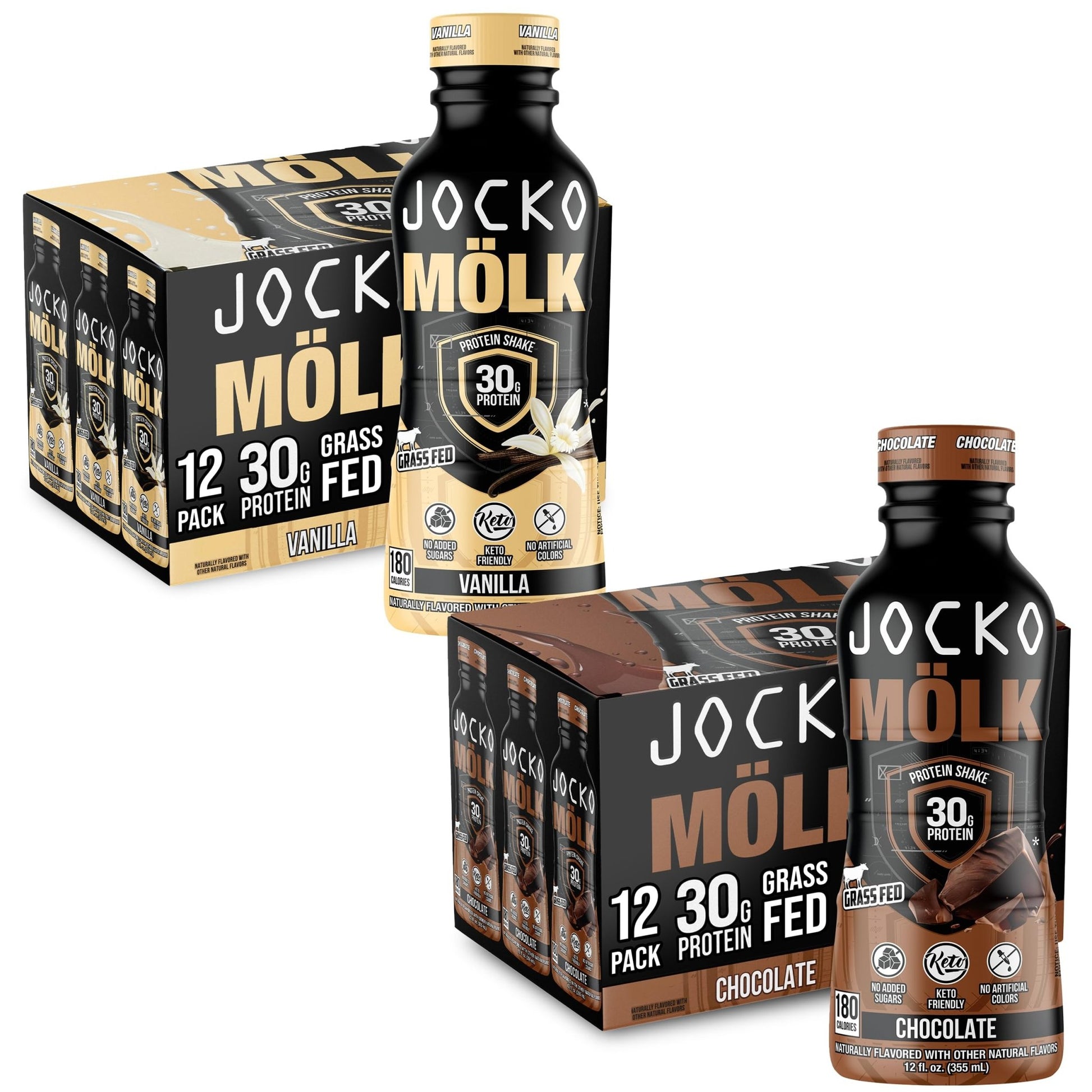 Jocko Fuel Protein Shake Bundle - Vanilla and Chocolate (24 Count) - dailyvitalstore