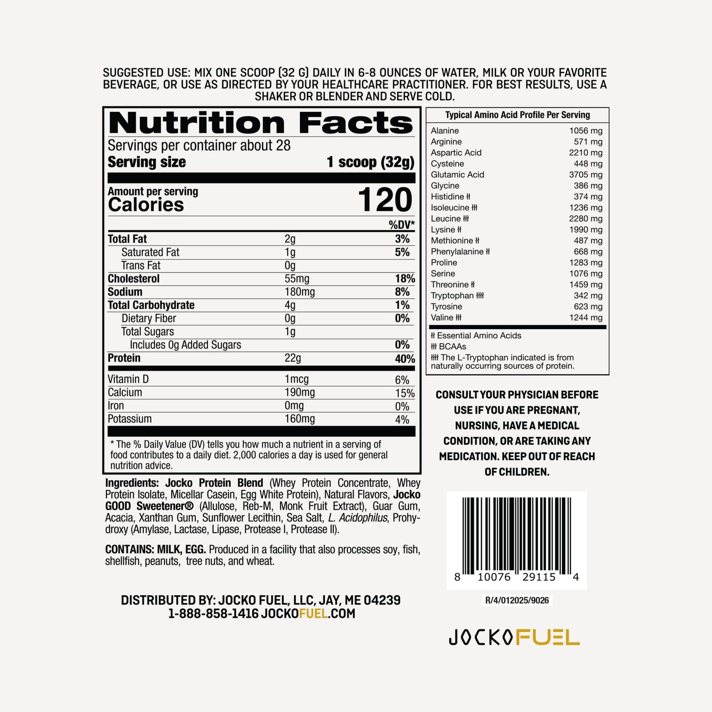 Jocko Fuel Whey Protein Powder, Vanilla Milkshake, 22g Protein, Digestive Enzymes + Probiotic Blend, No Sugar Added, with Essential Amino Acids + Electrolyte Minerals, 28 Servings - dailyvitalstore