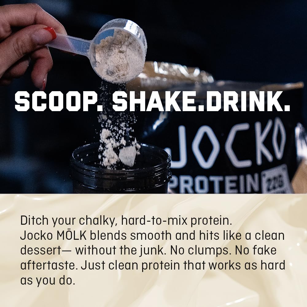 Jocko Fuel Whey Protein Powder, Vanilla Milkshake, 22g Protein, Digestive Enzymes + Probiotic Blend, No Sugar Added, with Essential Amino Acids + Electrolyte Minerals, 28 Servings - dailyvitalstore