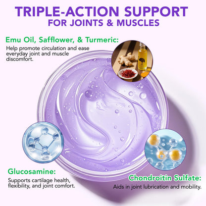 Joint Massage Purple Gel, Soothing Massage Cream for Joint Activities, Muscle, Knees, Lumbar, Neck, Back, Hands/Feet, Light-Weight & Easliy Spread for Post-Workout, Long-time Sitting|3.53Oz - dailyvitalstore