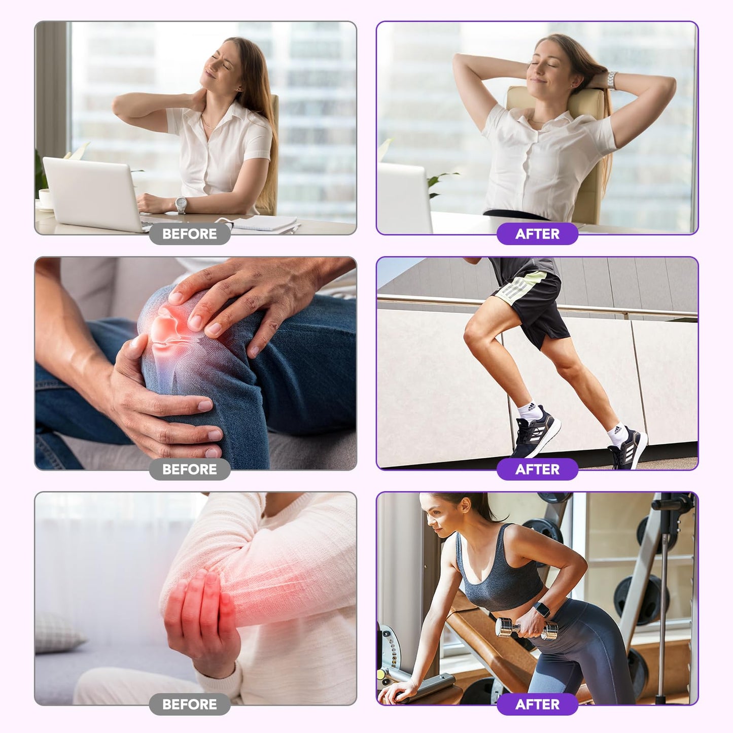 Joint Massage Purple Gel, Soothing Massage Cream for Joint Activities, Muscle, Knees, Lumbar, Neck, Back, Hands/Feet, Light-Weight & Easliy Spread for Post-Workout, Long-time Sitting|3.53Oz - dailyvitalstore